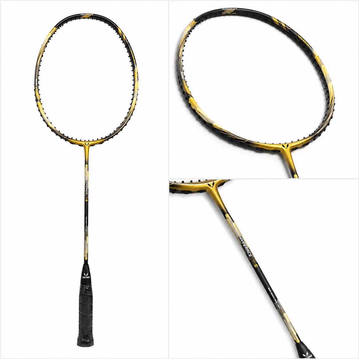 Hyper Ace 78S - Head Heavy, Stiff Shaft, 78±2g (5U), Unstrung, Max Tension 30lbs (Full Carbon Fibre Racket)